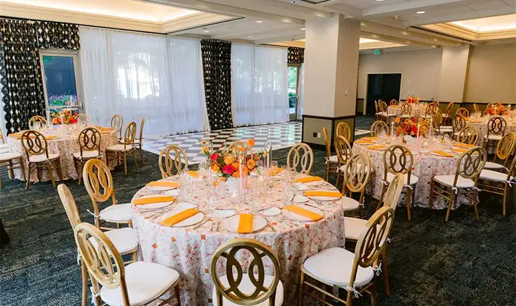 Reception tables with place settings