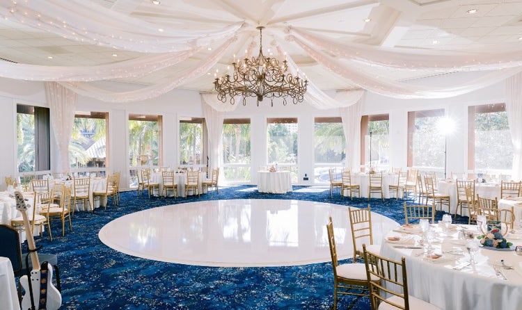 A dance floor in the center of the Sleeping Beauty Pavilion at the Disneyland Hotel