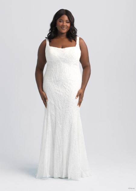 A sleeveless wedding dress inspired by Tiana from The Princess and the Frog