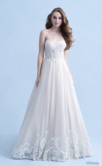 A woman wearing the Cinderella wedding gown from the 2021 Disney Fairy Tale Weddings Collection