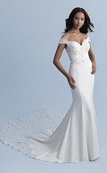 A woman wearing the Jasmine wedding gown from the 2020 Disney Fairy Tale Weddings Collection