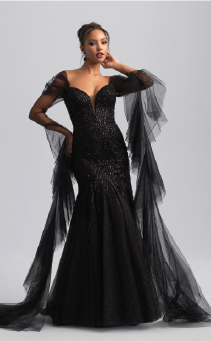 A black wedding dress inspired by Ursula from The Little Mermaid