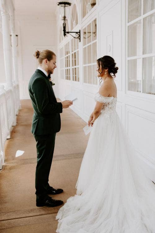 bride and groom, couple, first look, grand Floridian, Disney's grand Floridian resort
