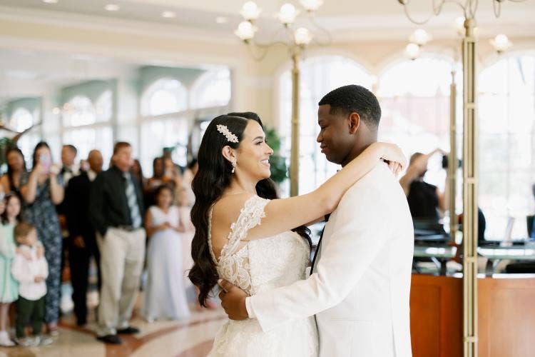 bride and groom, couple, first dance, dance, wedding reception, reception, Disney's grand floridan resort & spa, grand Floridian, citricos, citricos reception