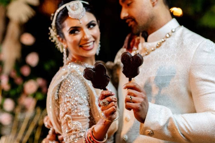 Bride and Groom, Disney Wedding, Mickey Ice Cream Bars, Unique Wedding Food, After Party Snack, Frozen Snacks, Wedding Food