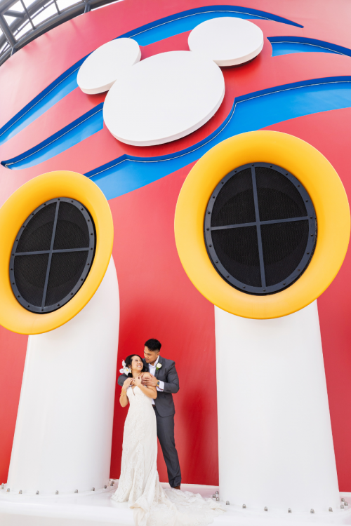 bride and groom, portrait, couple, couple portrait, disney cruise line, cruise line, cruise, disney cruise, cruise wedding, cruise line wedding, disney cruise line wedding, disney dream, disney dream wedding