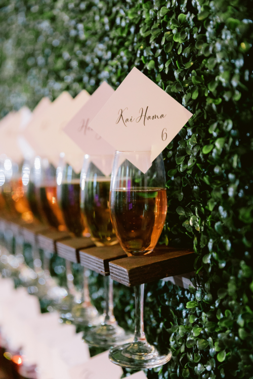 wedding reception, reception, reception decor, seating chart, champagne wall, drink wall, seating cards, sleeping beauty pavilion, disneyland, disneyland hotel