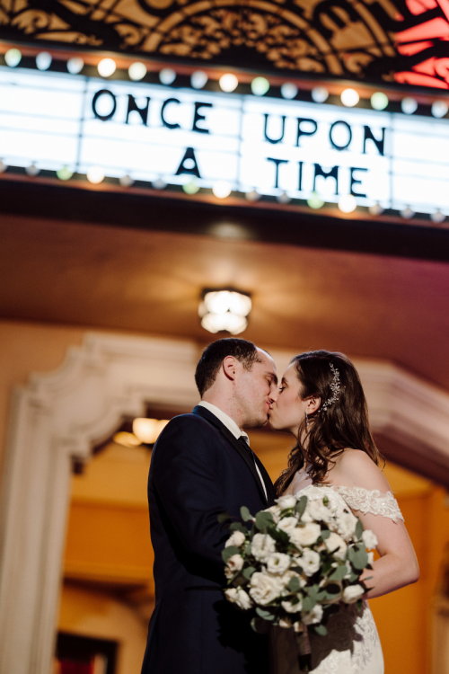 bride and groom, couple, portrait, couple portrait, hollywood studios, studios, hollywood, kiss, couple kiss