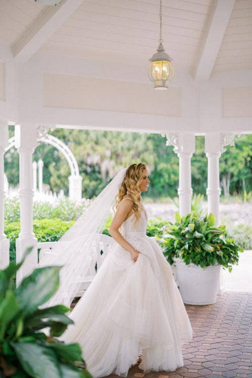 bride, portrait, bridal portrait, first touch, Disney's wedding pavilion, wedding pavilion