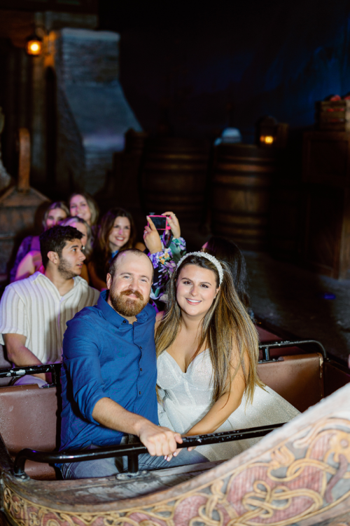bride and groom, couple, attraction mix-in, epcot, frozen, frozen ever after