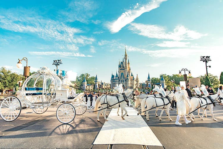 Cinderella's Coach parked in front of Cinderella Castle