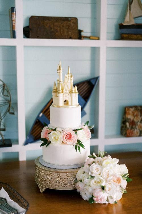 wedding cake, cake, 2 tier, 2 tier wedding cake, two tier wedding cake, cake topper, castle cake topper, boardwalk, the attic, attic