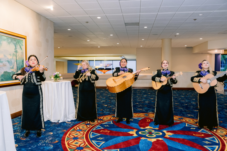 reception, entertainment, musicians, mariachi band, disneyland, sleeping beauty pavilion