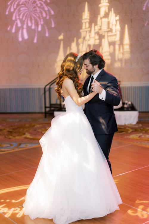 bride and groom, first dance, wedding reception, bride and groom dance, grand floridian ballrooms