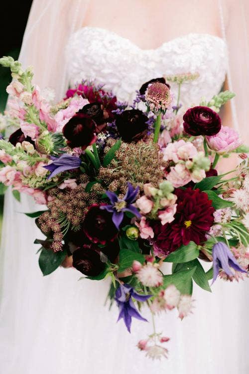 personal floral, floral, bridal bouquet, bouquet, moody floral, moody aesthetic, burgundy floral, purple floral, halloween, fall, fall floral