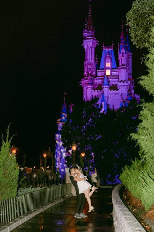 bride and groom, couple, portrait, couple portrait, magic kingdom, castle, Cinderella Castle