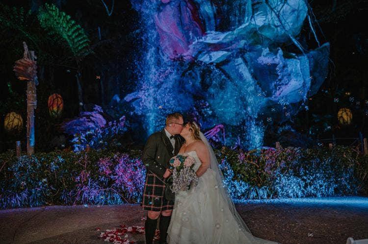 Pandora Wedding, Disney Wedding, Animal Kingdom Wedding, Bride and Groom Photos, Unique Venues, Disney Wedding Venue