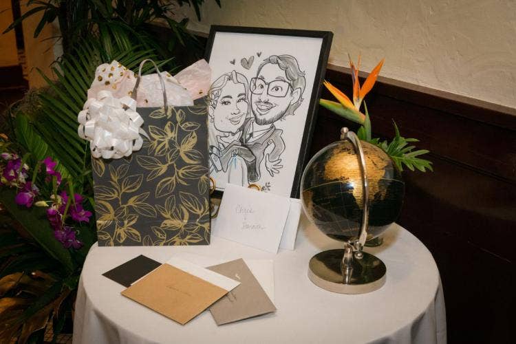 wedding reception, reception, reception decor, table decor, old hollywood, vintage, hollywood studios, brown derby, brown derby reception, caricature