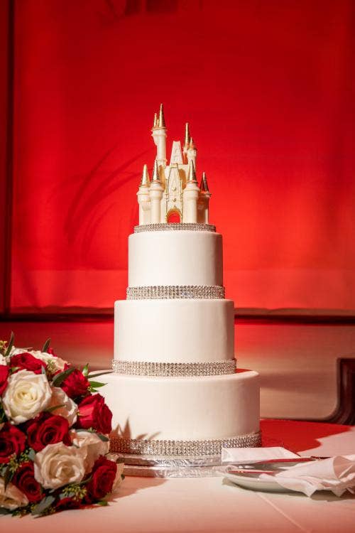 white cake, cake, wedding cake, 3 tier, 3 tier wedding cake, castle cake topper, cake topper
