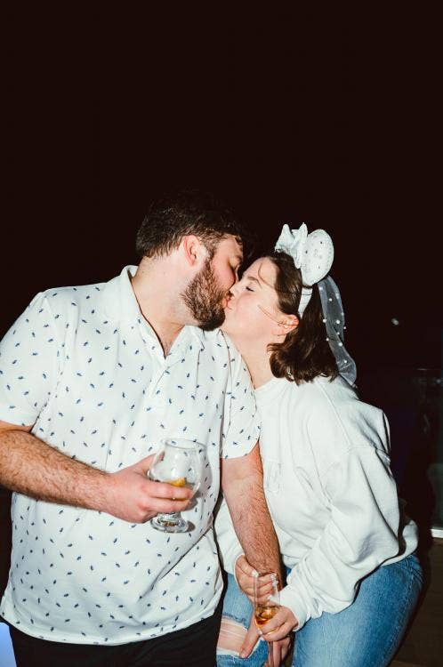 couple, bride and groom, kiss, Disney cruise line, cruise wedding, Disney Wish