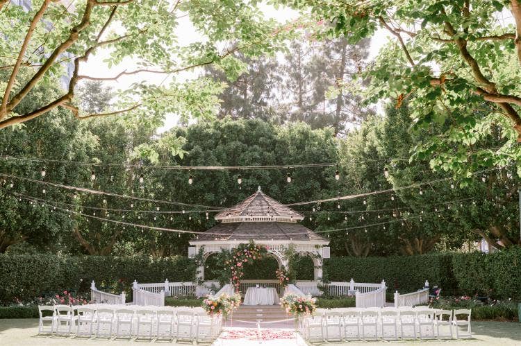 Rose Court Garden, Wedding Gazebo, Tropical Wedding, Tropical Wedding Floral, Disney Wedding, Disneyland Wedding, Wedding Ceremony Decor