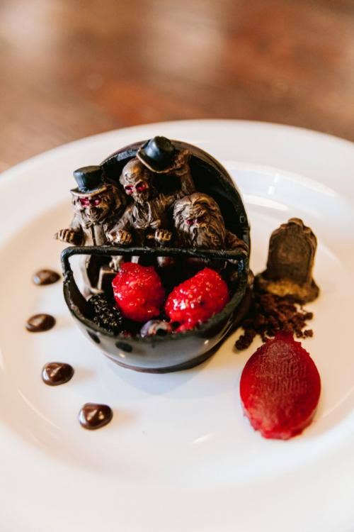 wedding reception, reception, food, dessert, reception dessert, reception food, halloween, halloween themed, haunted mansion, haunted mansion food, chocolate, hitch hiking ghosts