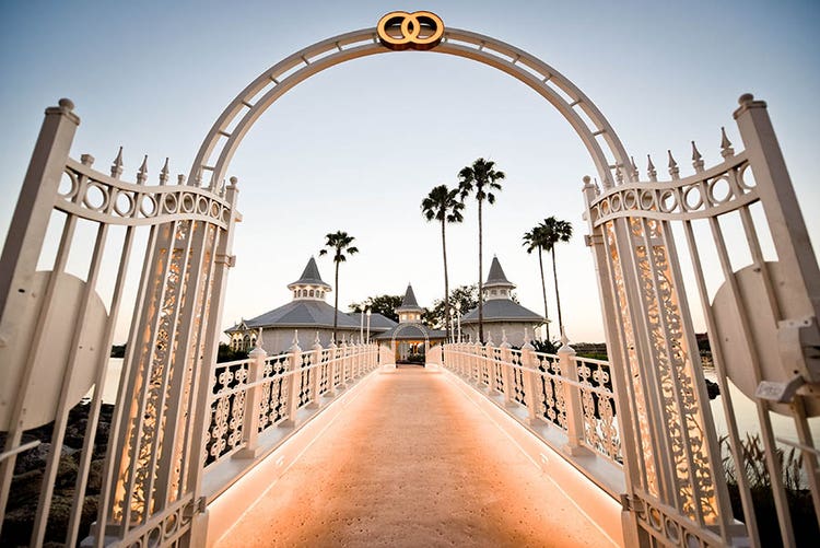 View of Wedding Pavilion from across the bridge