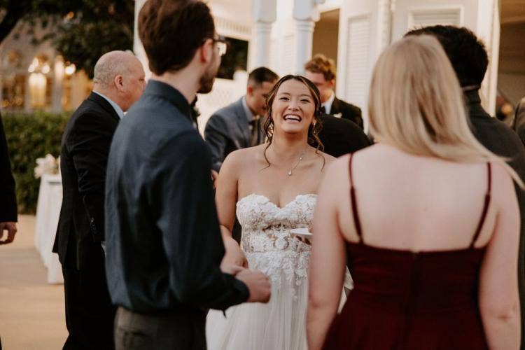 bride, guests, cocktail hour, grand Floridian, Disney's grand Floridian resort, summerhouse patio, summerhouse