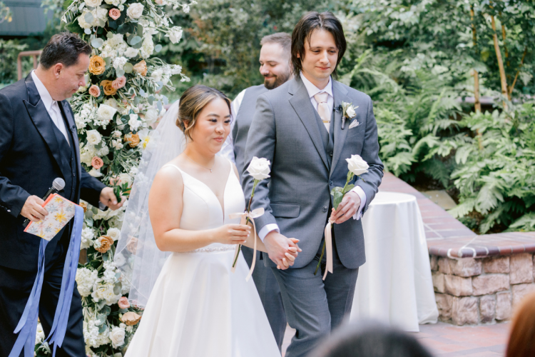 bride and groom, couple, ceremony, wedding ceremony, couple at wedding ceremony, brisa courtyard, grand californian