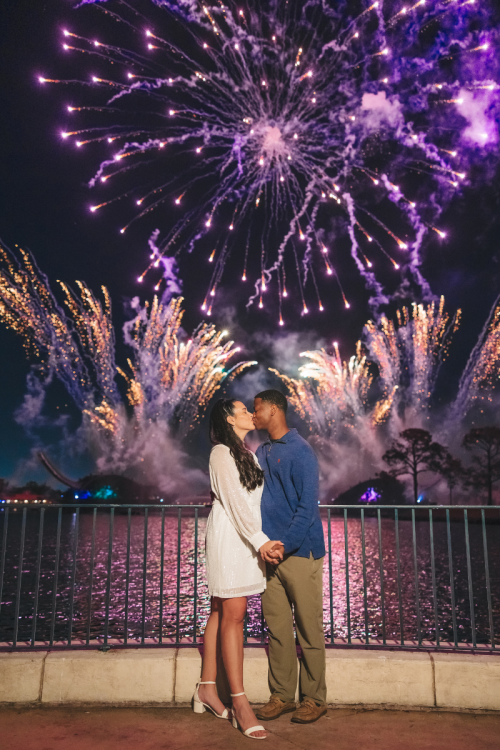 bride and groom, couple, portrait, couple portrait, fireworks dessert party, dessert party, fireworks, Epcot
