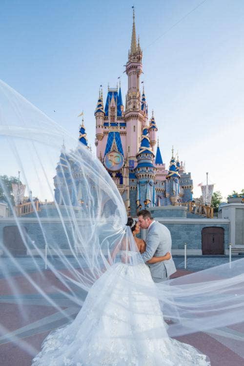 bride and groom, couple, portrait, couple portrait, magic Kingdom, park portrait, park portrait session