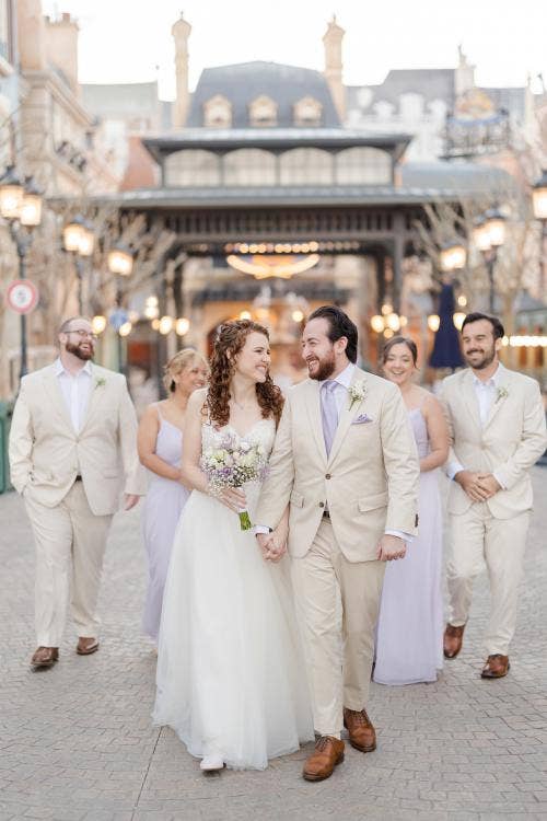 couple, portrait, wedding party, wedding ceremony, ceremony, place de Remy, France Pavilion, Epcot