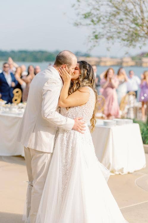 bride and groom, couple, first dance, dance, wedding reception, reception, grand floridian, summerhouse patio