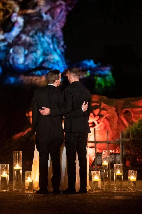 groom groom, lgbtq, lgbtq couple, wedding ceremony, ceremony, disney's animal kingdom, animal kingdom, tree of life, tree of life ceremony