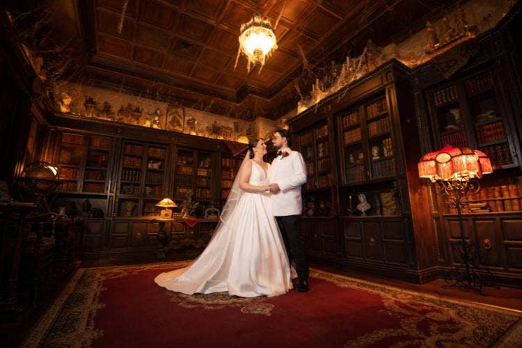 bride and groom, couple, portrait, couple portrait, hollywood studios, tower of terror, disney's hollywood studios