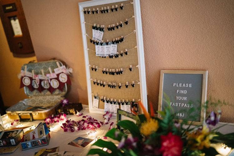 wedding reception, reception, table decor, table, seating, seating chart, signage, aulani, aulani reception