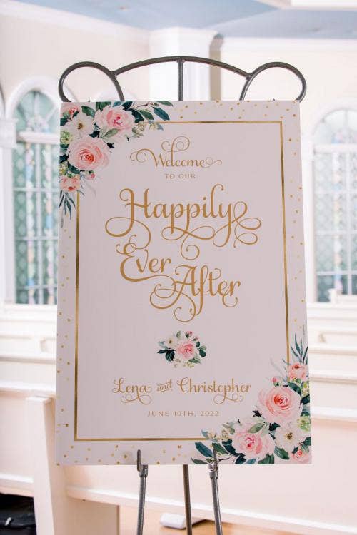 wedding ceremony, ceremony, ceremony decor, decor, disney's wedding pavilion, wedding pavilion, pavilion, welcome sign, ceremony welcome sign