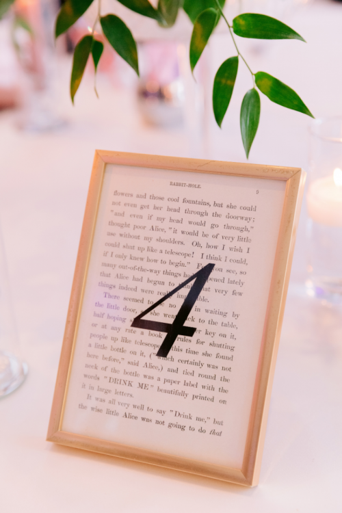 wedding reception, reception decor, table decor, table centerpieces, table marker, disneyland hotel, sleeping beauty pavilion