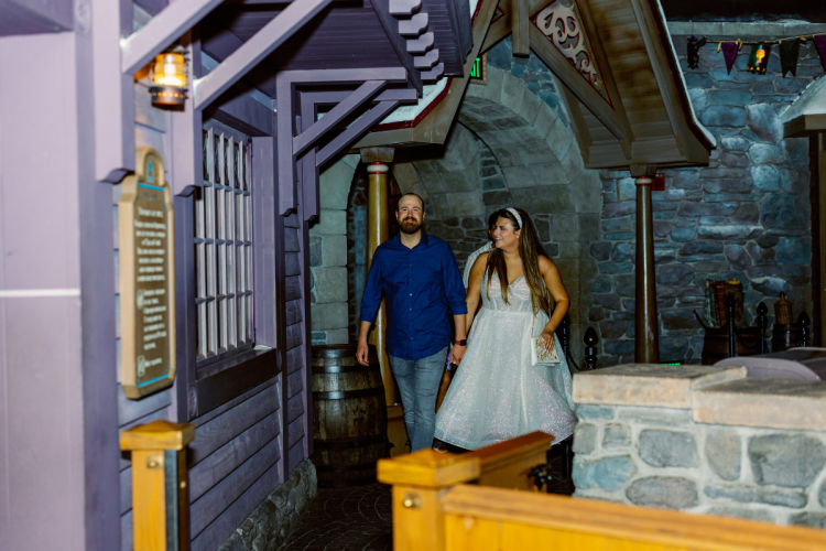 bride and groom, couple, attraction mix-in, epcot, frozen, frozen ever after