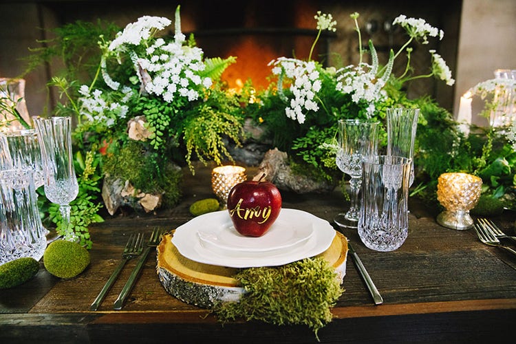 Place setting for a Snow White inspired table