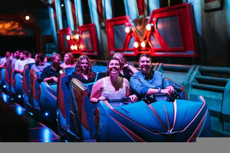 GMA Wedding Couple Attraction Mix In at EPCOT Guardians of the Galaxy: Cosmic Rewind
