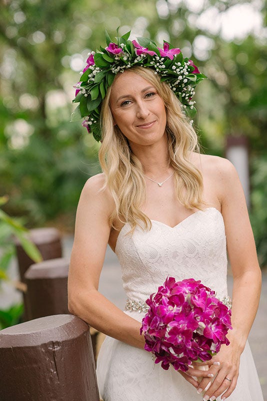 A bride holding a bouquet