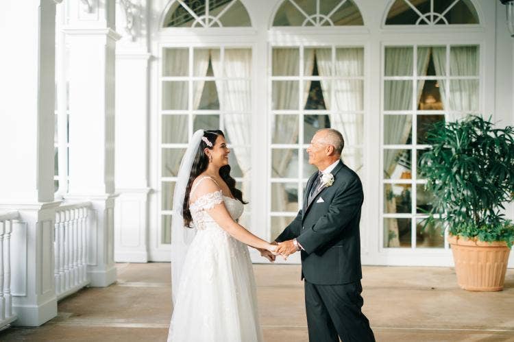 bride and father, first look, father first look, grand Floridian, Disney's grand Floridian resort & spa