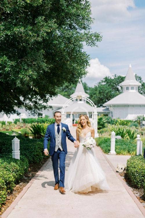 bride and groom, couple, exit, wedding ceremony, ceremony, Disney's wedding pavilion, wedding pavilion