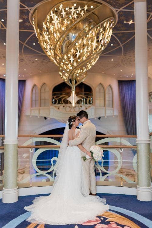 couple, portrait, Disney Cruise Line, cruise, cruise wedding, Disney Wish, grand hall