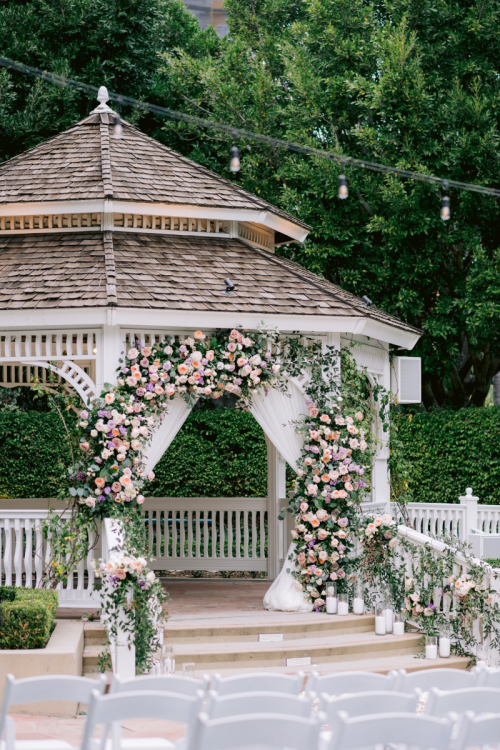 ceremony, floral, ceremony floral, altar area, altar floral, rose court garden, disneyland. Disneyland Hotel
