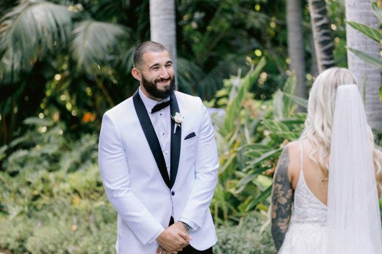 bride and groom, couple, first look, Disneyland, Disneyland Hotel