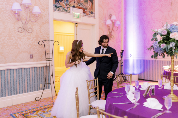 wedding reception, wedding reception decor, reception decor, bride and groom, bride and groom at reception, grand floridian, grand floridian ballrooms
