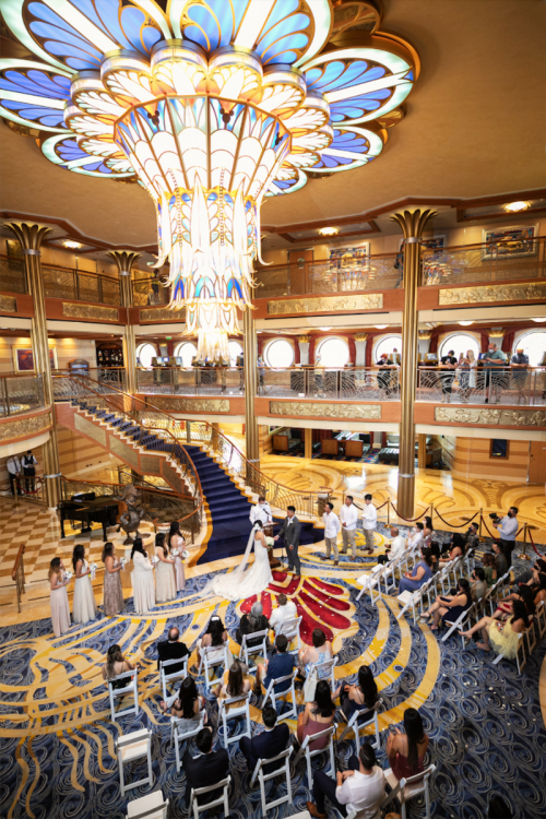 wedding ceremony, ceremony with guests, atrium, disney cruise line, cruise line, disney cruise, cruise, cruise wedding, cruise line wedding, atrium ceremony, disney dream