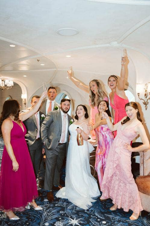 couple, wedding party, guests, Disney cruise line, cruise wedding, Disney wish